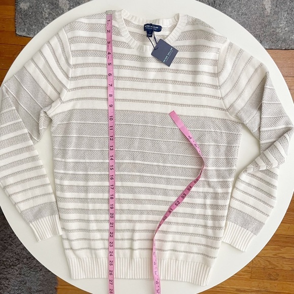 Peter Millar Men’s Midi Stripe Crew Sweater Summer Ivory Small New Merino Wool - Picture 8 of 8